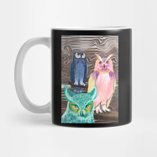 Whoo Watches The Watchers? Owls in Showy Feathers Mug